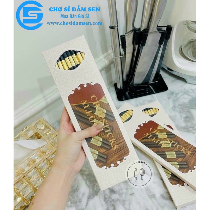 [HÀNG CAO CẤP]Bộ 10 đôi Đũa mạ vàng cao cấp, đũa quốc Chống Trơn-Chống Trượt-Chống Mốc-bền màu G314-Dua-Vang