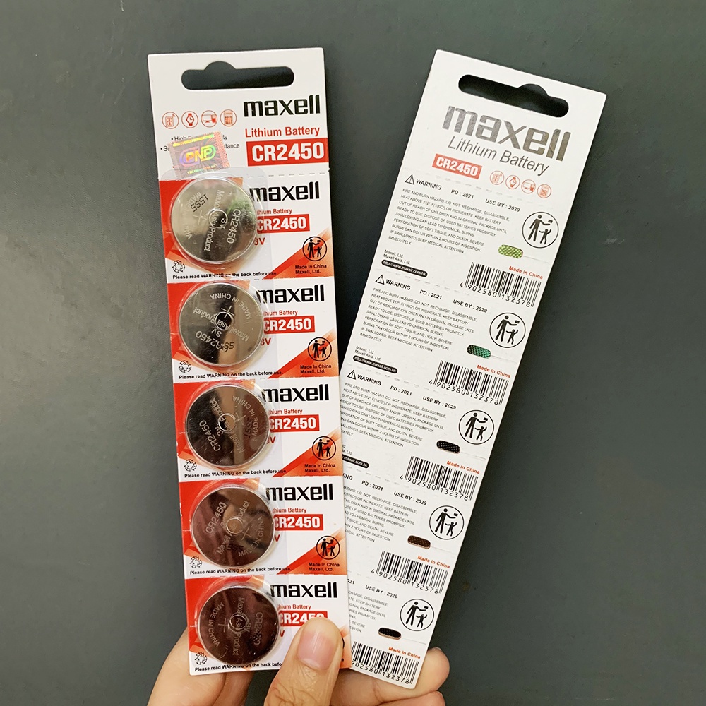 Pin nút CR2450 3V Lithium Maxell 2450 Chính Hãng dùng cho khoá Smarkey, thiết bị nuôi nguồn, điều khiển xe