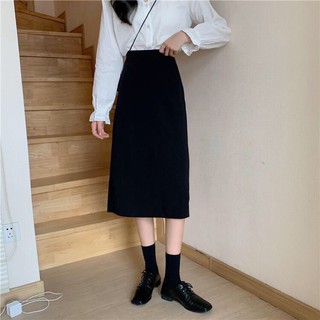 Chân váy chữ A dài đen trơn basic, chân váy đen dài