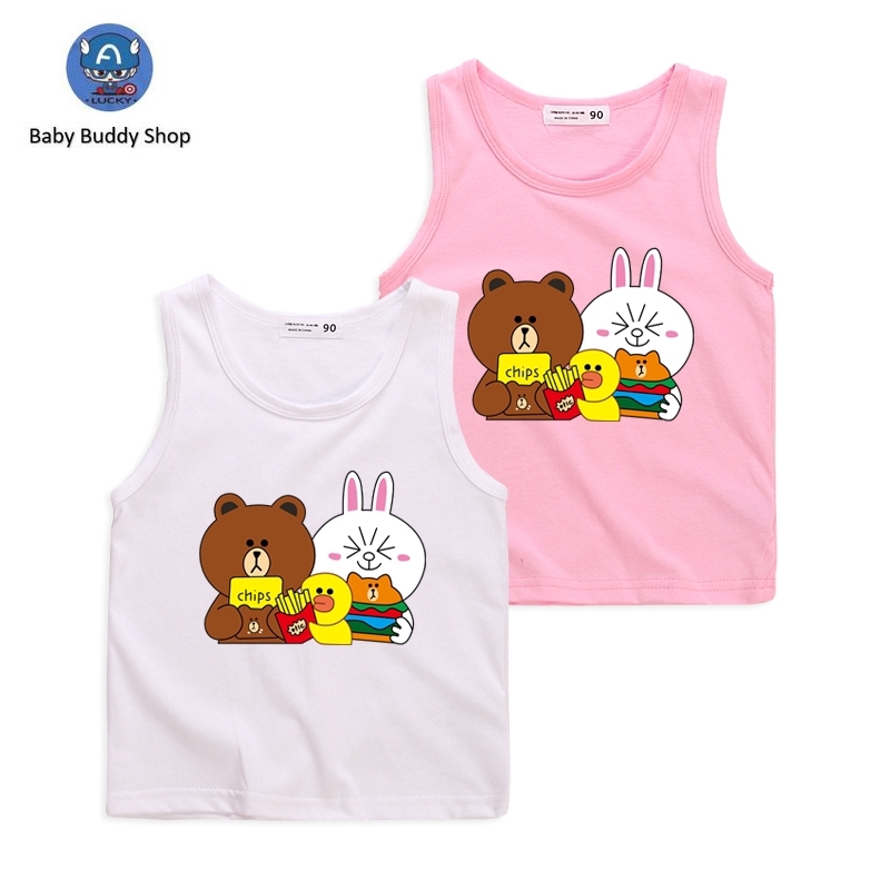 Áo ba lỗ bằng cotton 8 màu thời trang mùa hè cho bé