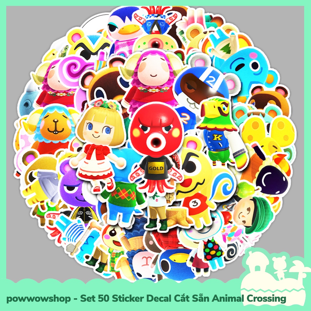[Sẵn VN - Hỏa Tốc] Set 50 Sticker Mini Decal Dán Trang Trí Vật Dụng Mẫu Nhân Vật Game Animal Crossing Horizons Pose Bae