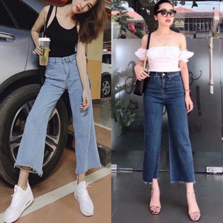 Quần jeans lửng ống rộng