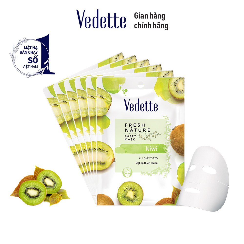 Combo 6 Mặt Nạ Thiên Nhiên Vedette Sáng Khỏe Tự Nhiên Fresh Nature Sheet Mask Set 22ml/ miếng