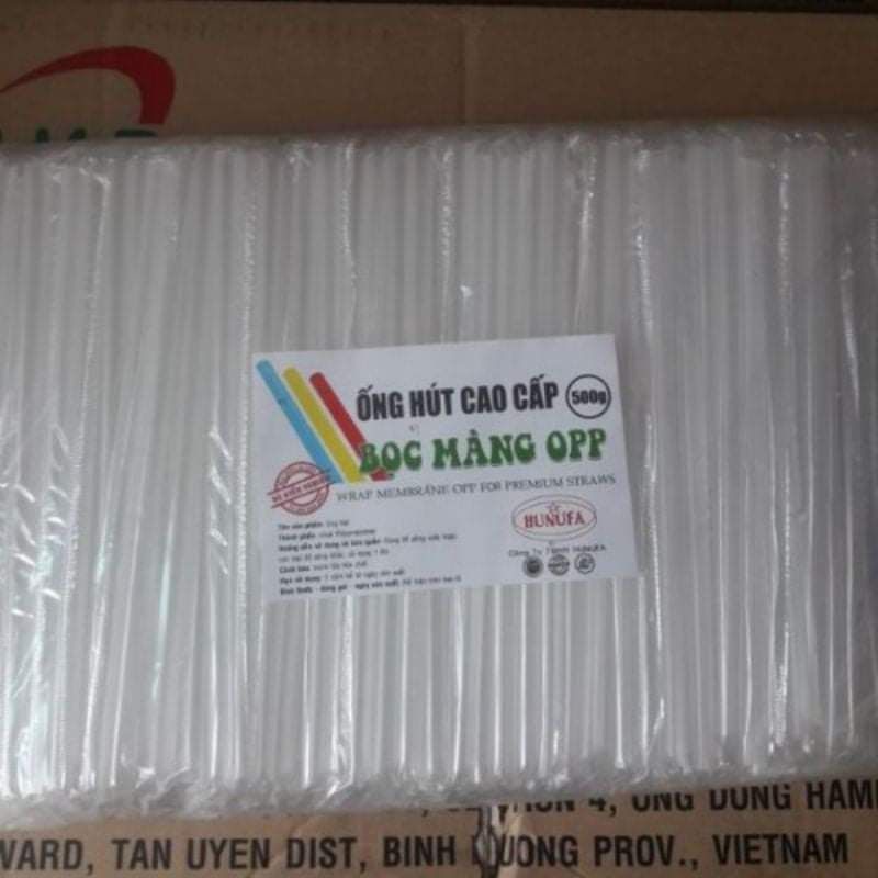 Bịch 500g ống hút phi 12 có màng bọc