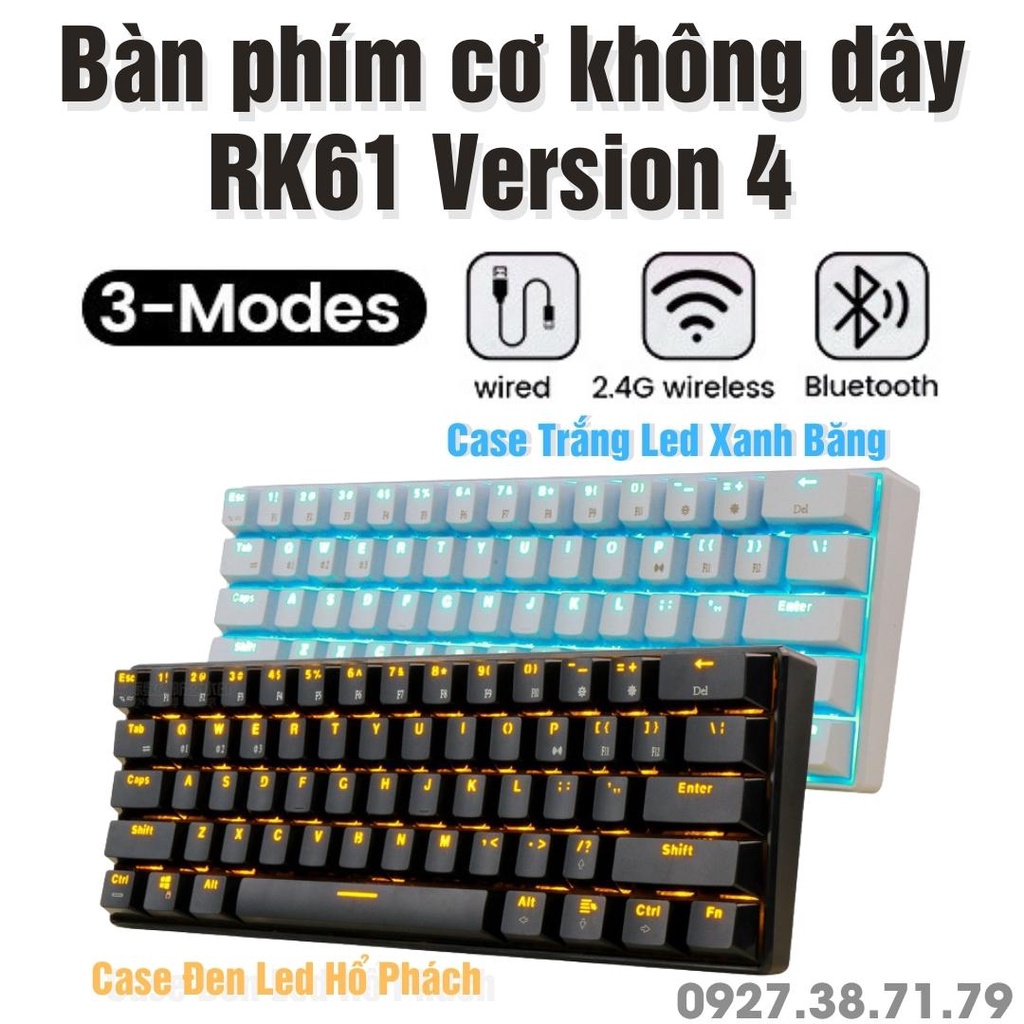 Bàn Phím Cơ RK61 Limited Version 4.0 - HOTSWAP - Bluetooth 5.1 - Wireless 2.4G - LED RGB - Phần Mềm Custom Bàn Phím