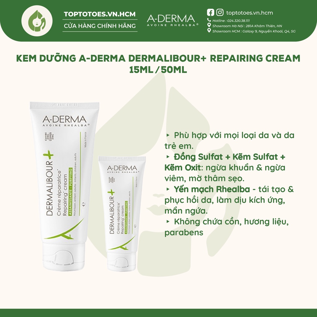 Kem làm dịu và phục hồi A-DERMA DERMALIBOUR+ Repairing Cream 15ml/ 50ml