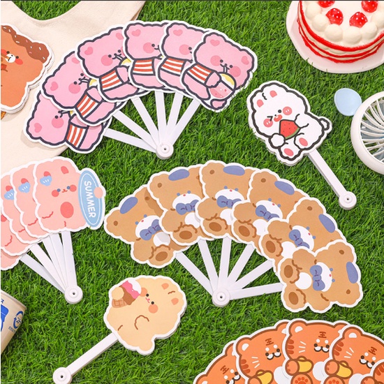 Quạt hoa quả động vật Q2 quạt gấp quạt nhựa cầm tay cầm tay quạt cute quạt có tag