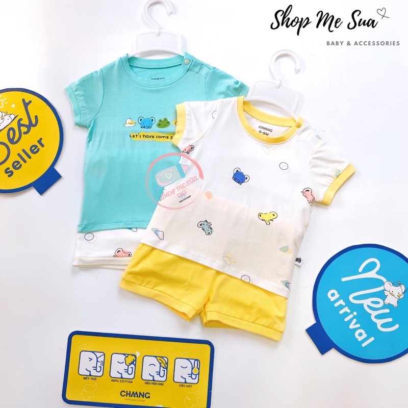 CHAANG Bộ Quần Áo Cộc Tay Trẻ Em Chất Liệu Cotton