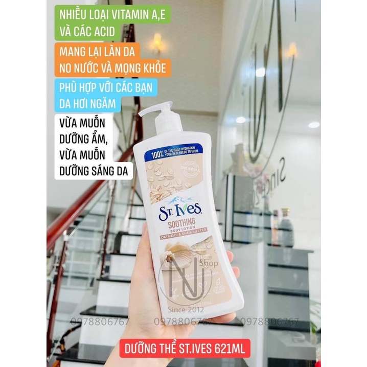 Sữa dưỡng thể St.Ives Yến Mạch và Bơ/ Vitamin E và Bơ/ Collagen 621ml