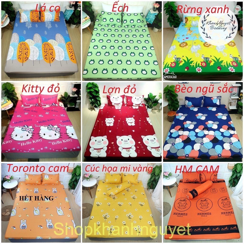 Bộ Ga giường cotton kèm áo gối nằm K'home vải cotton 3d poly siêu cute | BigBuy360 - bigbuy360.vn