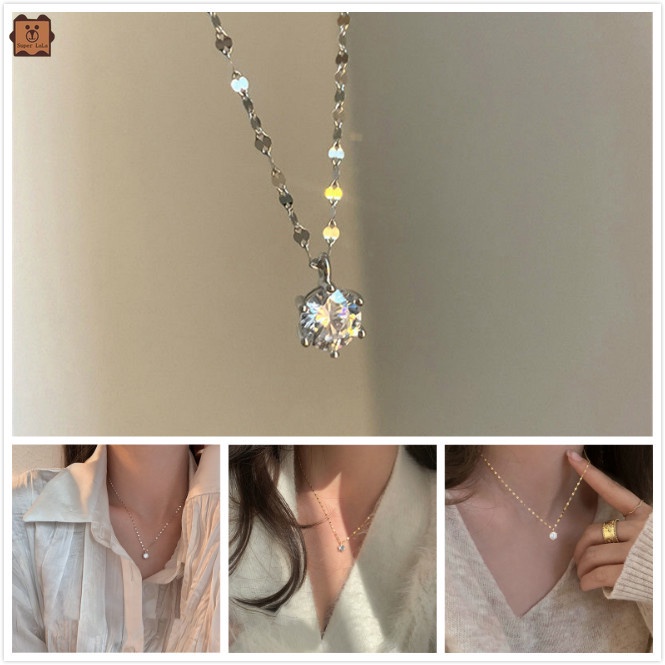 1 Vòng cổ Đính Đá Zircon Đơn Giản Thời Trang Mới Cho Nữ