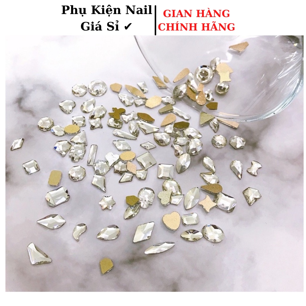 Đá khối chân bằng màu trắng mix size 100 viên,