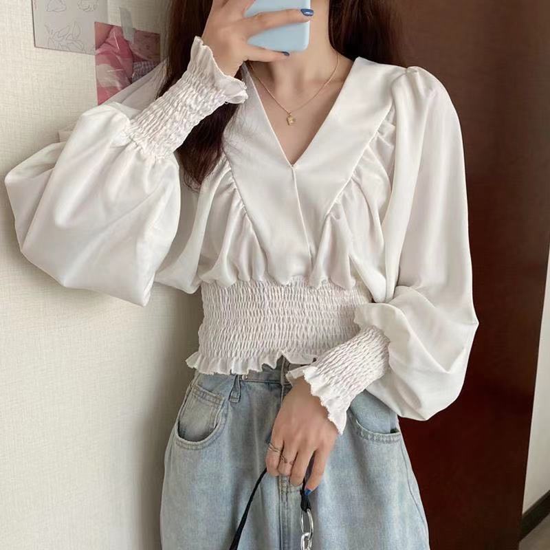 Áo Sơ Mi Tay Dài Cổ Chữ V Dáng Ôm Thời Trang 2022 Cho Nữ