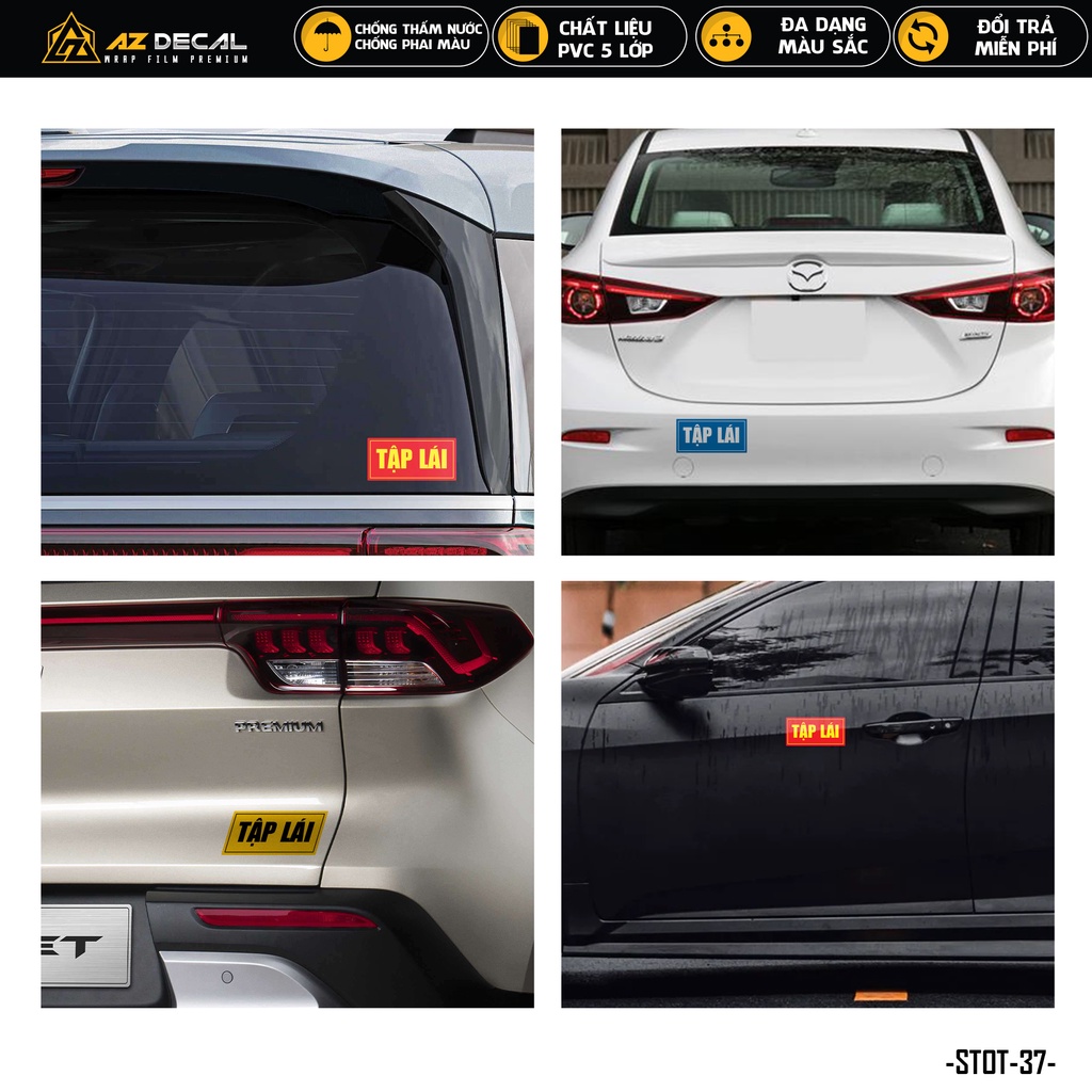 Sticker Dán Xe Ô Tô Mẫu Chữ Tập Lái | STOT-37 | Team Decal Dán Sườn Cản Kính Sau Xe Hơi Oto Tải Xe Khách 4 Chỗ