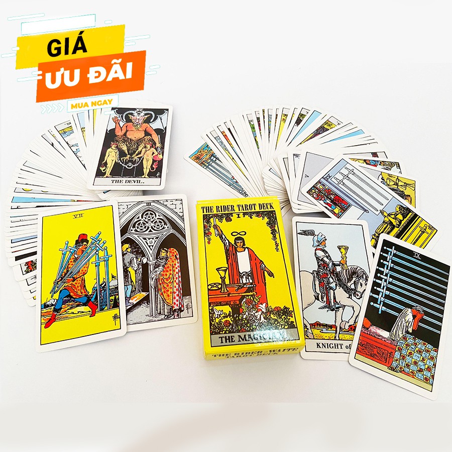 Trò chơi Bài Tarot cổ điển Rider Waite 78 lá cơ bản cho người mới học - bói tình yêu, vận mệnh, quá khứ, tương lai