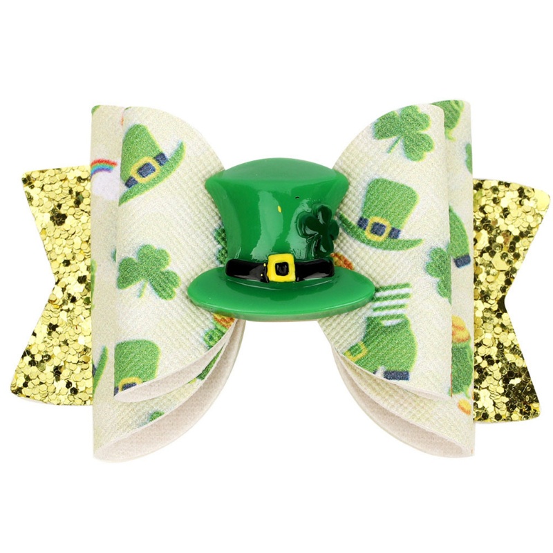 Kẹp Tóc Nơ Bằng Da Đính Kim Tuyến Lấp Lánh Thời Trang