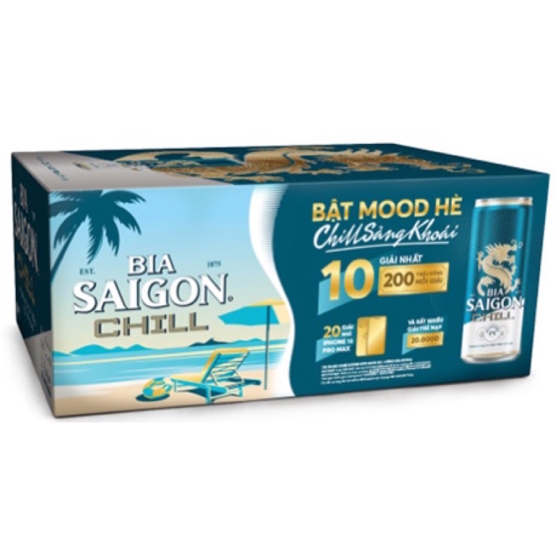 (Date: 07/07/2023) Bia Sài Gòn Chill thùng 24 lon (trúng thưởng)