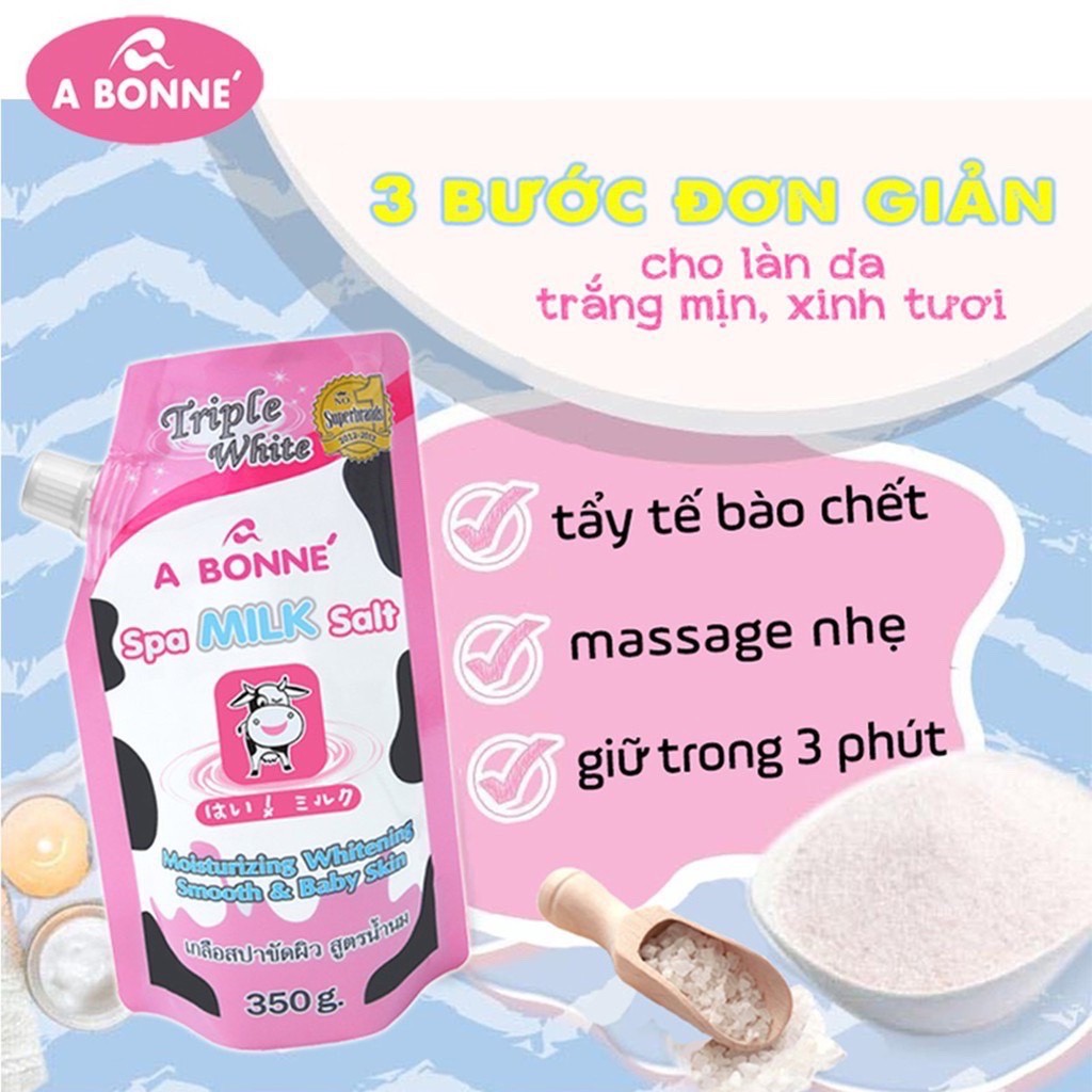 Muối tắm sữa bò tẩy tế bào chết A Bonne Spa Milk Salt Thái Lan 350gr&lt; CÓ VÒI&gt;
