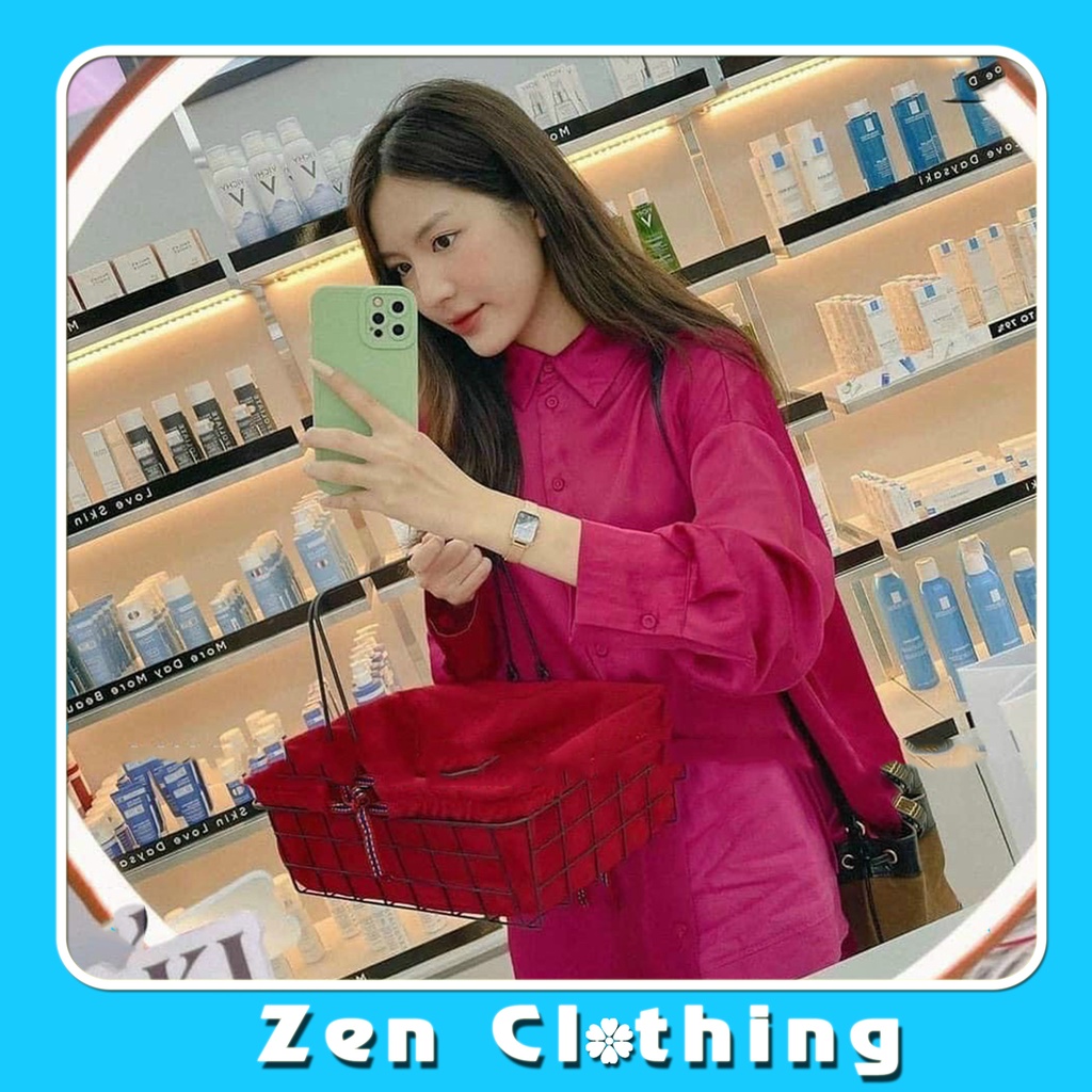 Áo sơ mi nữ form rộng hồng sen áo sơ mi nữ form thụng Zen Clothing Zen050 | BigBuy360 - bigbuy360.vn