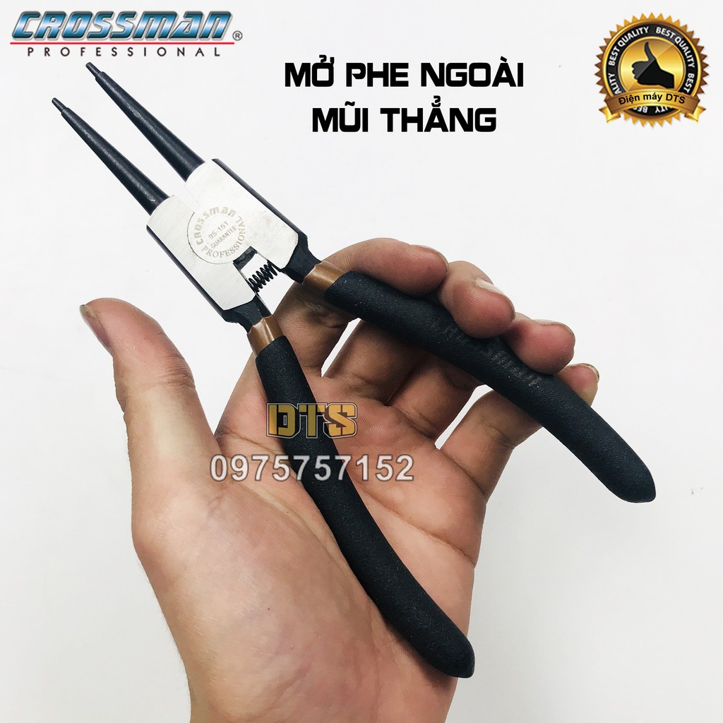 Kìm mở phe ngoài mũi thẳng cao cấp CROSSMAN 95-151 GUARANTEE 7 inch, kìm phanh thép CR-V kềm mở phe mũi thẳng mở ngoài