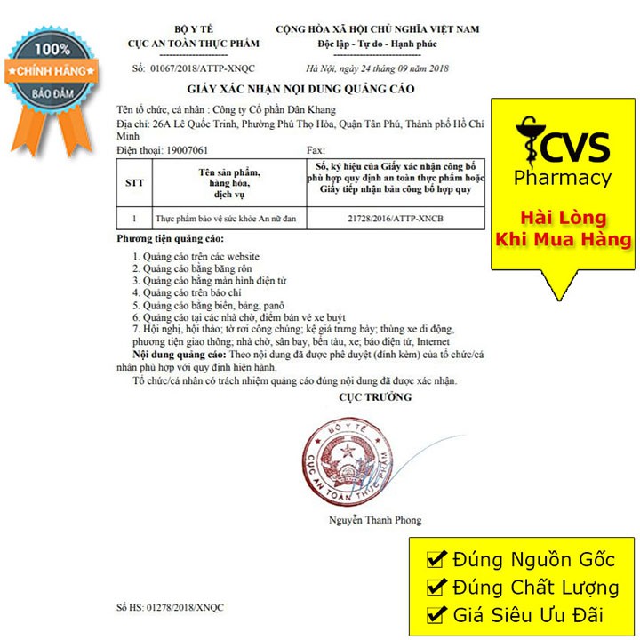 An Nữ Đan - Hỗ Trợ U Nang Buồng Trứng, U Xơ Tử Cung Hộp 60 Viên Uống
