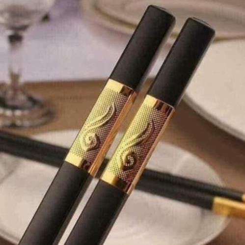 Combo 10 đôi đũa hợp kim khảm vàng chống mốc chống trơn