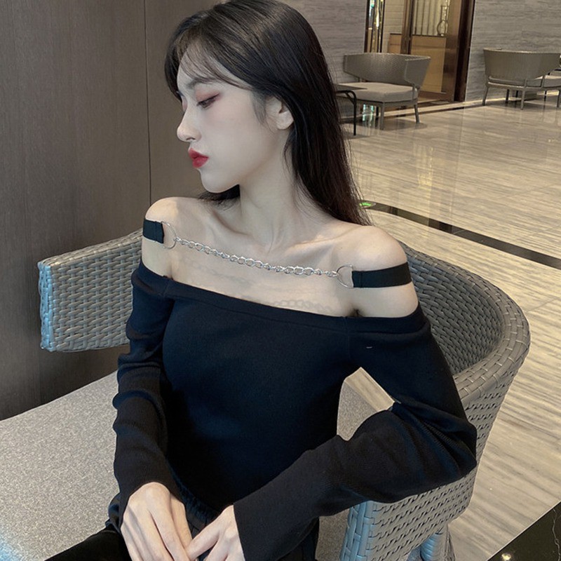 Áo Thun Dài Tay Hở Vai Màu Trơn Gợi Cảm Thời Trang Cho Nữ