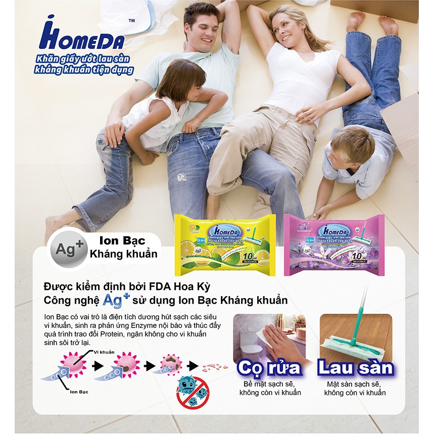 Khăn Ướt Lau Sàn iHomeDa Hương Hoa Thơm Ngát