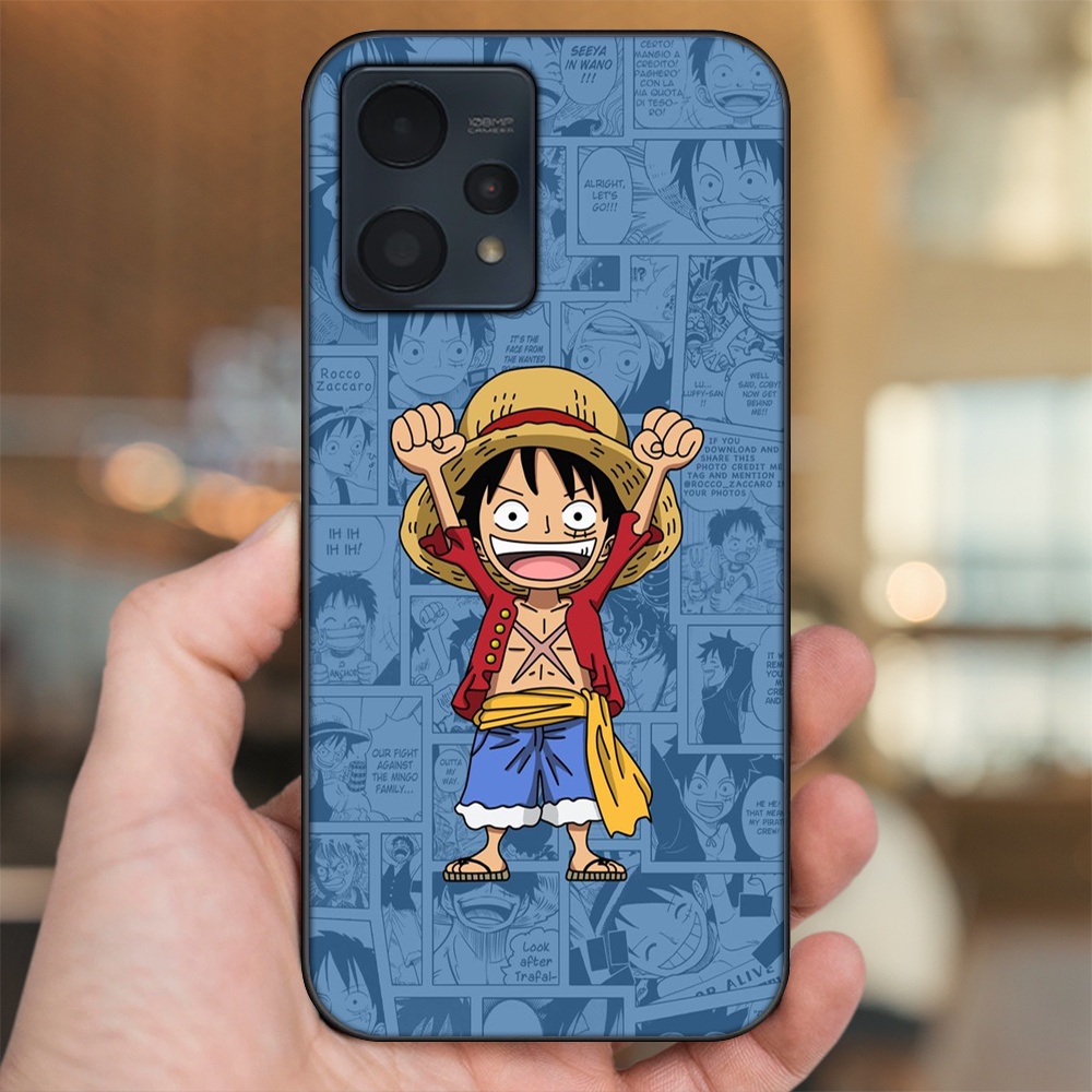 Ốp lưng Realme 9, 9 Pro, 9 Pro Plus viền đen in hình Luffy One Piece
