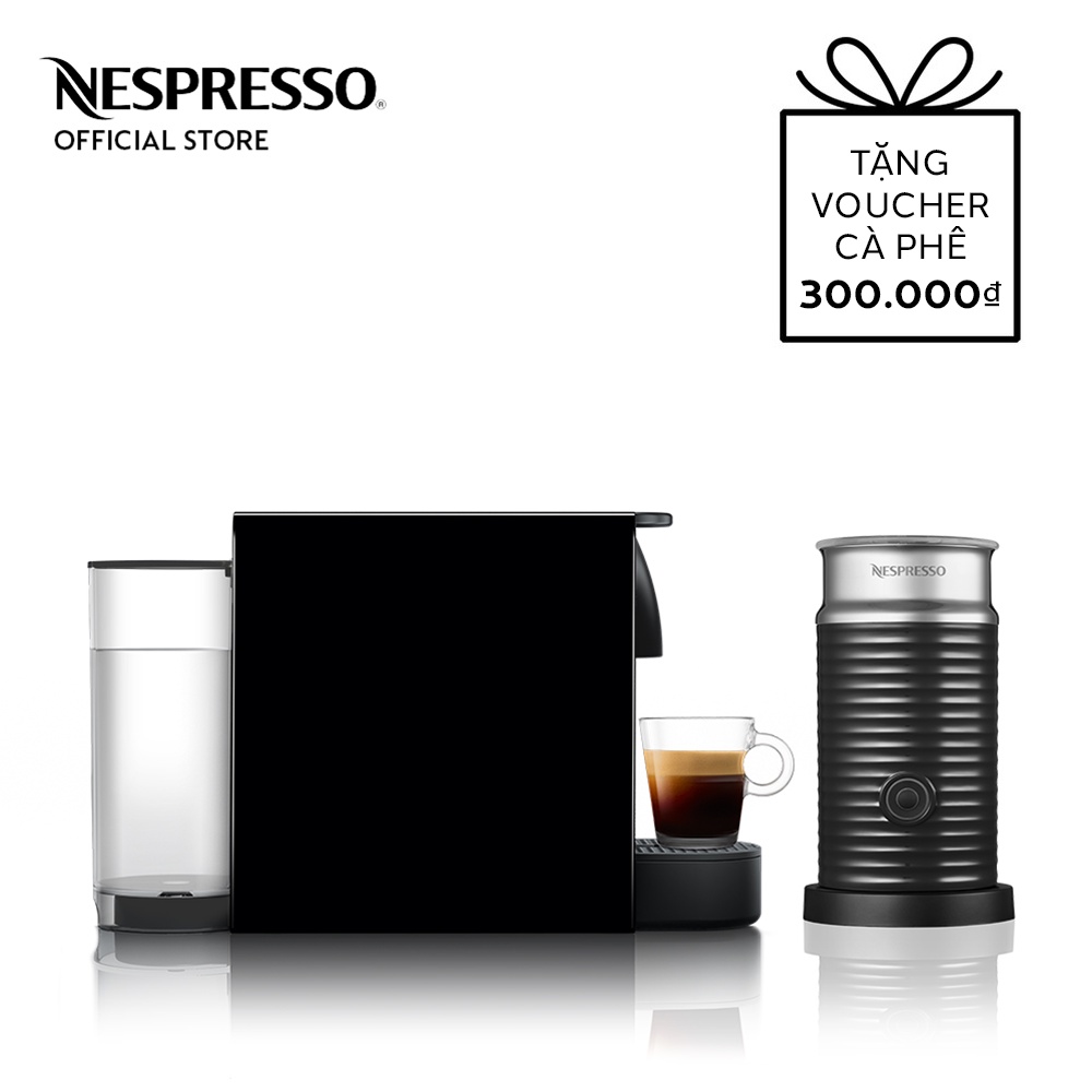 [Mã ELHADEV giảm 4% đơn 300K] Bộ máy pha cà phê Nespresso Essenza Mini - Đen &amp; máy đánh sữa Aeroccino 3