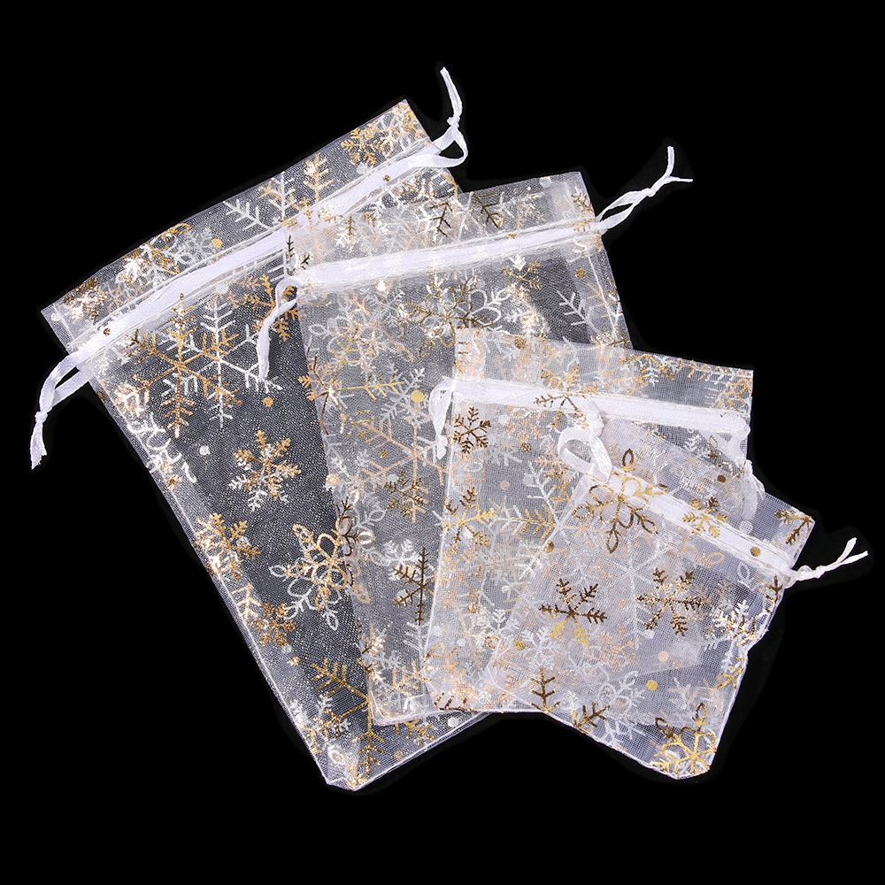 Kmy 50Pcs Drawstring Candy Pouch Bags Pullable Snowflake Design Gift Pouches Party Supplies