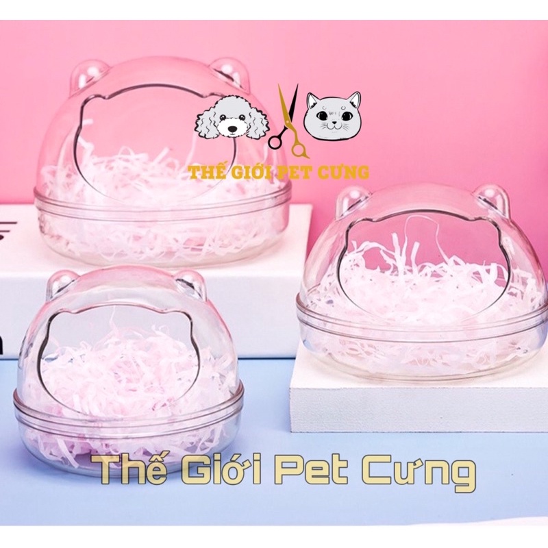 Nhà Gấu Tròn Mika trong suốt 3 size Hamster Thỏ Bọ Nhím Sóc