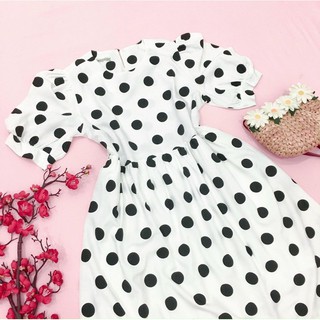 Đầm váy freesize babydoll bi đen