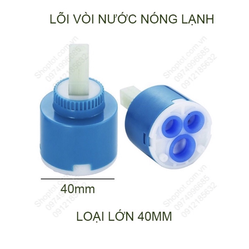 Lõi vòi nước nóng lạnh, dùng cho vòi chậu rửa lavabo, vòi chậu rửa bát, vòi sen tắm, loại 35mm hoặc 40mm