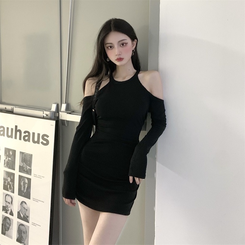 Đầm ngắn ZHELIHANGFEI trễ vai thiết kế quyến rũ thời trang