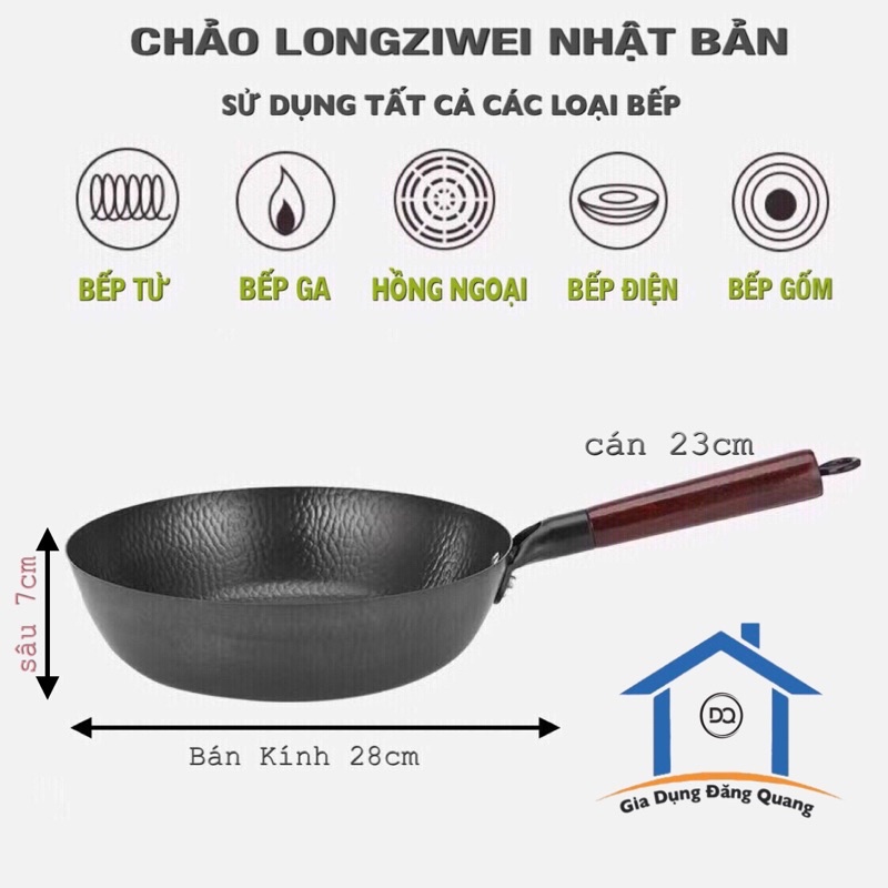 Chảo Chống Dính Sâu Lòng Longziwei Cao Cấp Nhật Bản Size 28cm - hàng hót