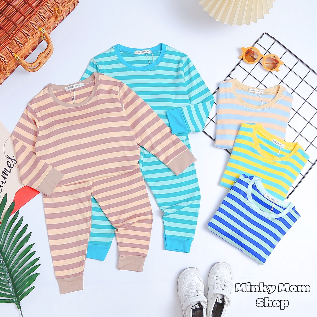[Bé 30-40kg] Bộ Dài tay thun lạnh sọc dệt FROM TO Minky Mom mềm mịn cho bé trai bé gái
