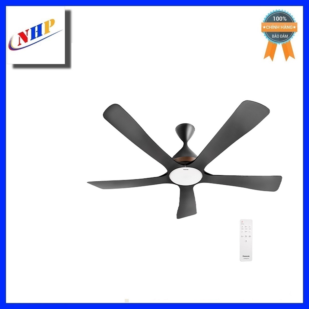 Quạt trần Panasonic F-60DGN 5 cánh, đèn LED, điều khiển từ xa, màu đen