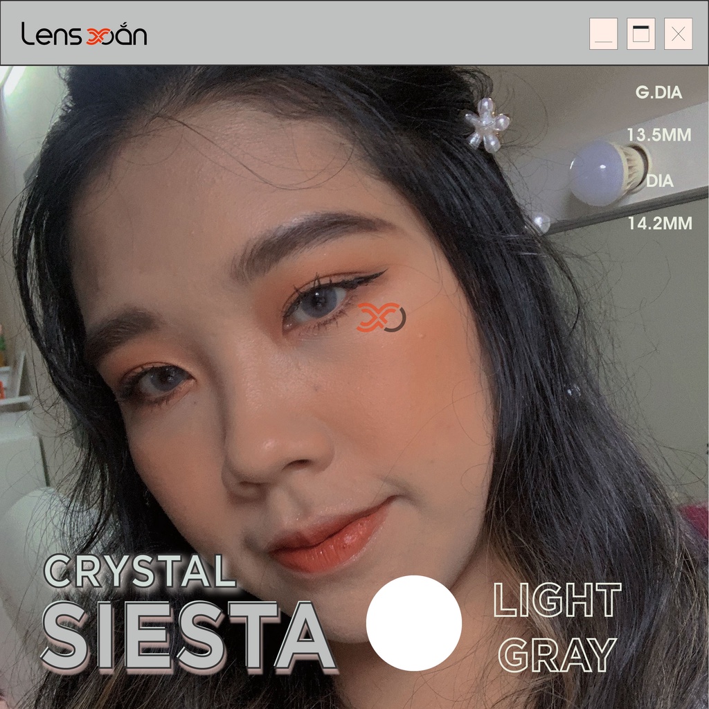 Kính áp tròng SIESTA CRYSTAL LIGHT GRAY-PC Hydrogel của COLORCL( 6 tháng):Lens xám sáng tây không viền|Lens Xoắn(GIÁ 1C)