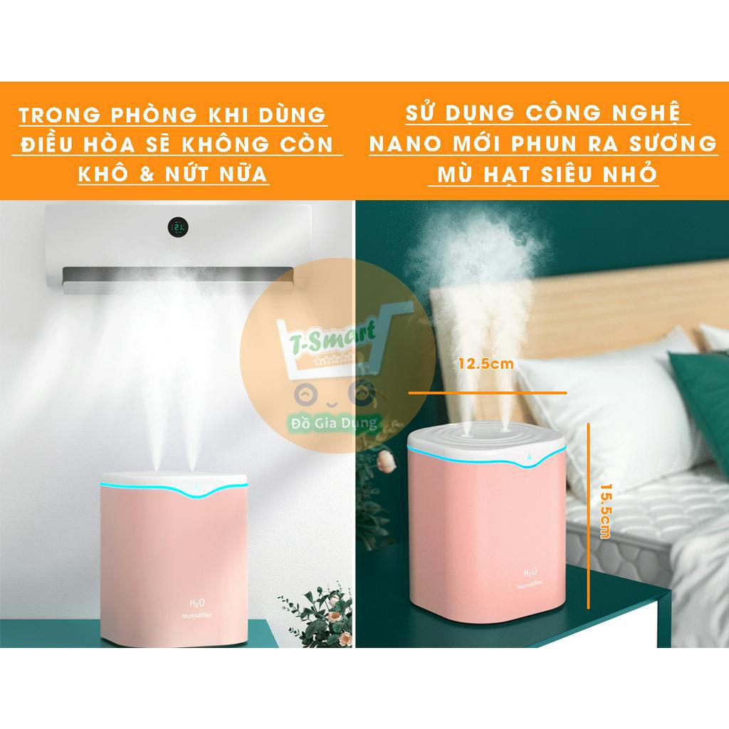 Máy Phun Sương Dung Tích Lớn 2L Tạo Độ Ẩm Không Khí, Khuếch Tán Tinh Dầu Cao Cấp - Đèn Led Ngủ Tiện Lợi