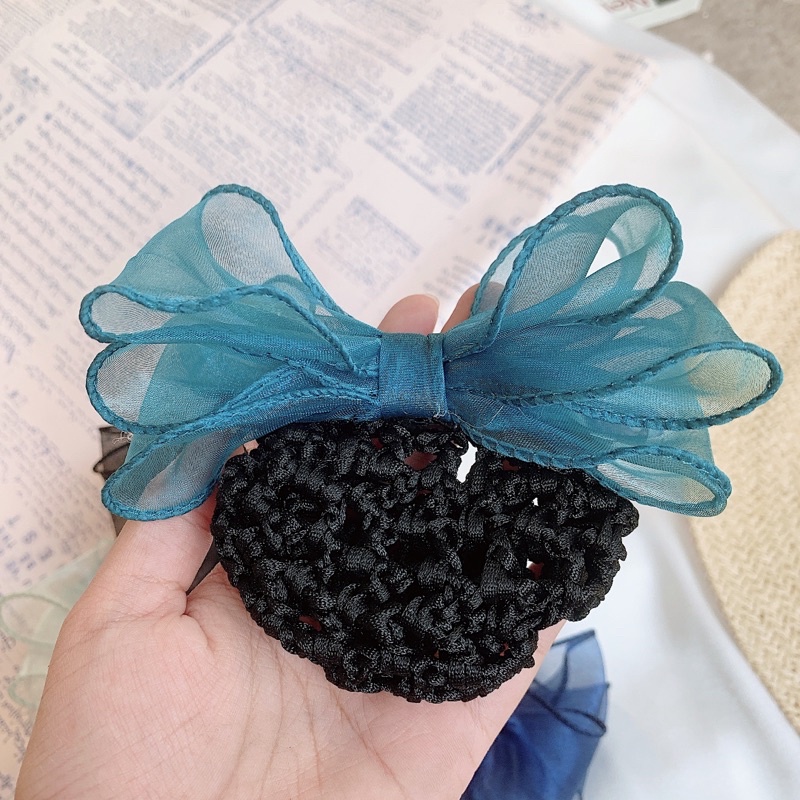 Búi tóc lưới công sở nơ voan ba lớp hàng thiết kế L2