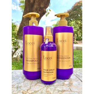 Bộ dầu gội, dầu xả và xịt dưỡng tóc Lacei Treat and Nourish 800ml phục hồi tóc hư tổn, dưỡng tóc mềm mượt, chắc khỏe