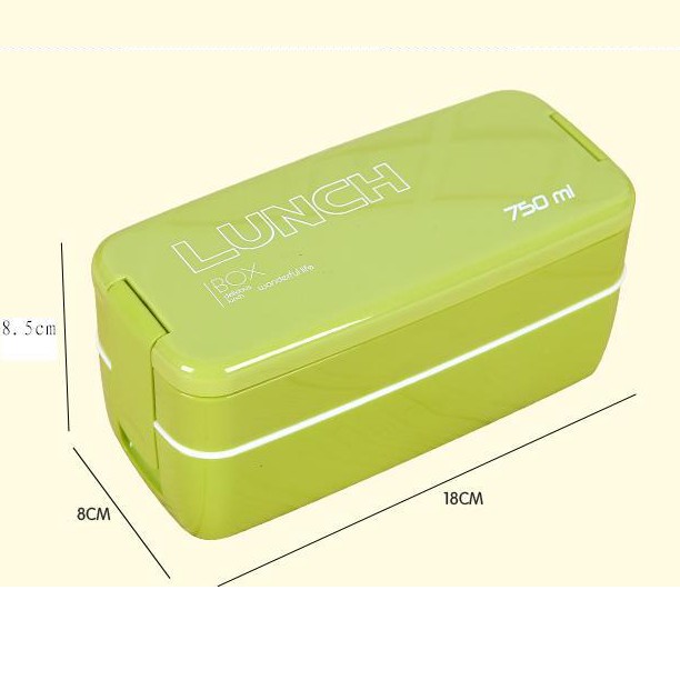 HCM - Hộp cơm Lunch box 2 tầng 750ml kèm muỗng