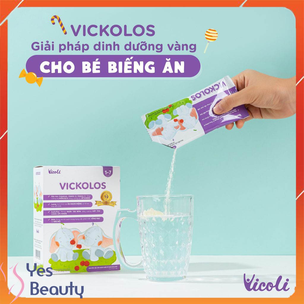 [CHÍNH HÃNG] 1 HỘP SỮA NON VICKOLOS - Bổ Sung Dinh Dưỡng Cho Bé Biếng Ăn Chậm Tăng Cân - HỘP GIẤY 10 GÓI x 18G