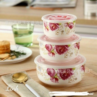 Bộ 3 thố sứ không tai nắp hút chân không