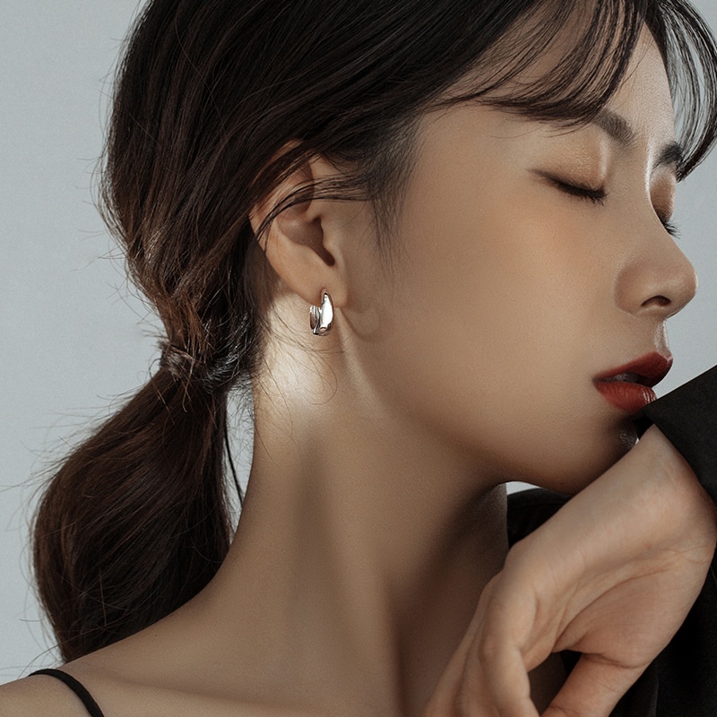 1 Cặp Bông Tai Tròn Hình Giọt Nước Bằng Bạc S925 Thời Trang Cho Nữ