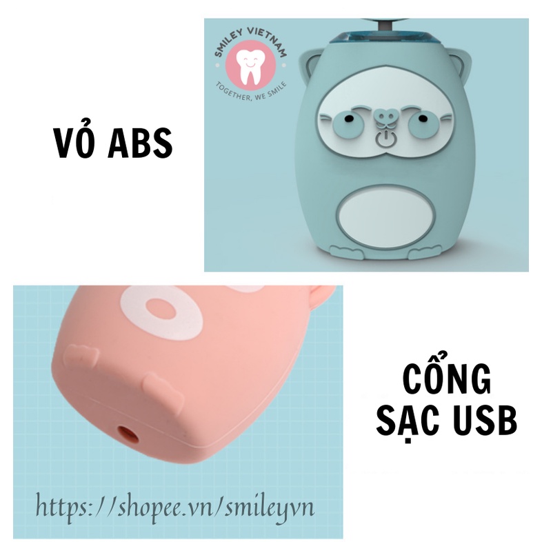 Bàn chải điện cho bé chữ U Healthy Baby - bàn chải điện trẻ em công nghệ Đức - giúp bé vệ sinh răng miệng tự động