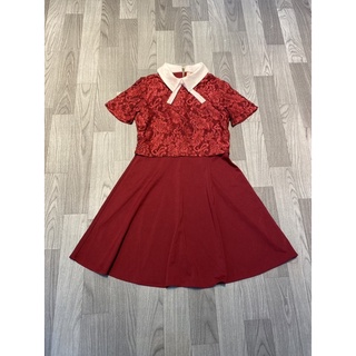 SALE đầm thun pha ren cổ sơ mi size s