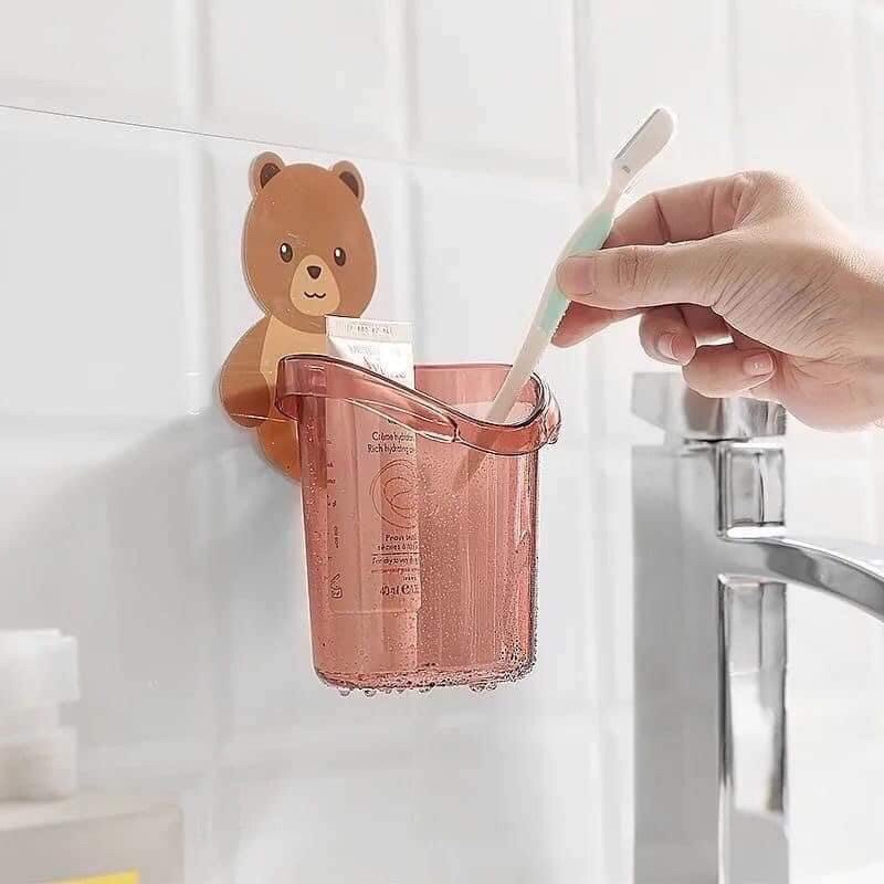 Cốc gấu cắm bàn chải đa năng trong nhà tắm,độ bền cao không cần khoan đục