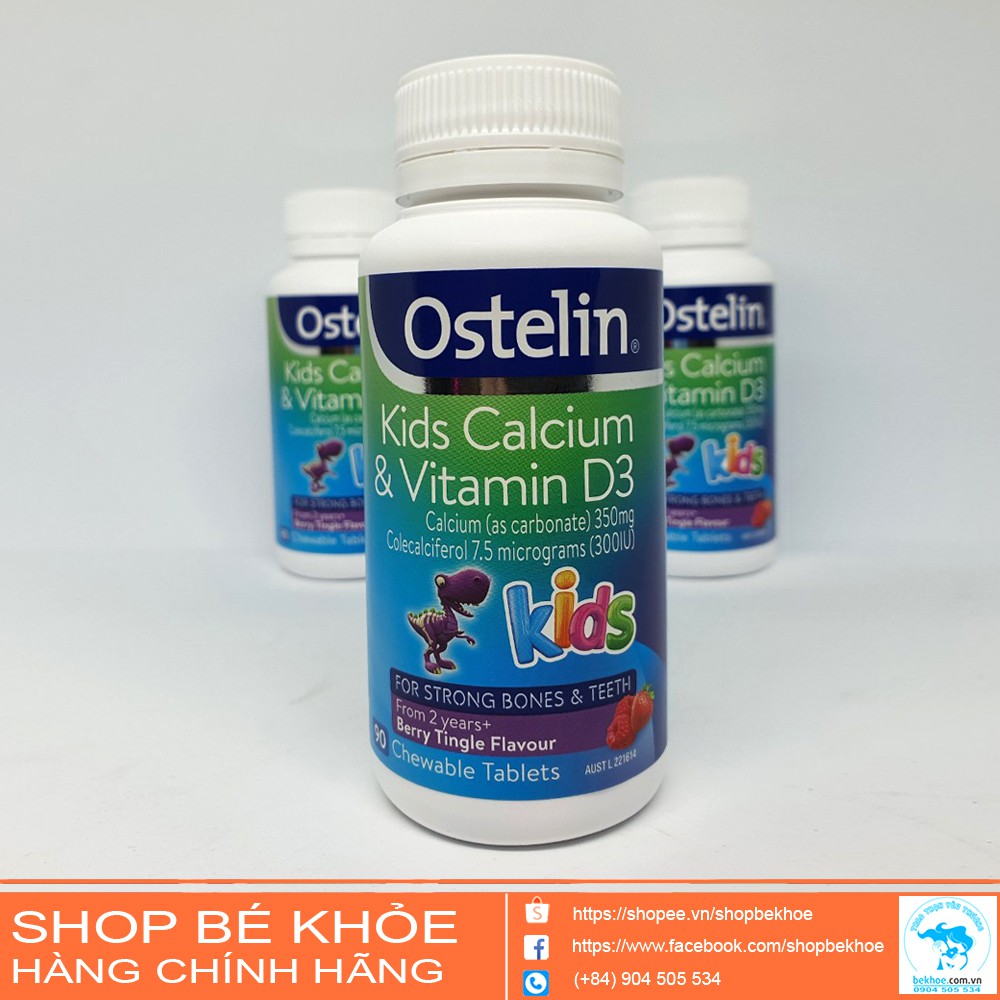 Canxi Ostelin Kids Calcium &amp; Vitamin D3 - Bổ xung canxi và vitamin D3 cho bé 90v